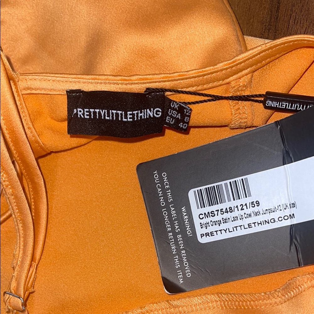 PrettyLittleThing Orange Spaghetti Strap Jumpsuit - Picture 5 of 6